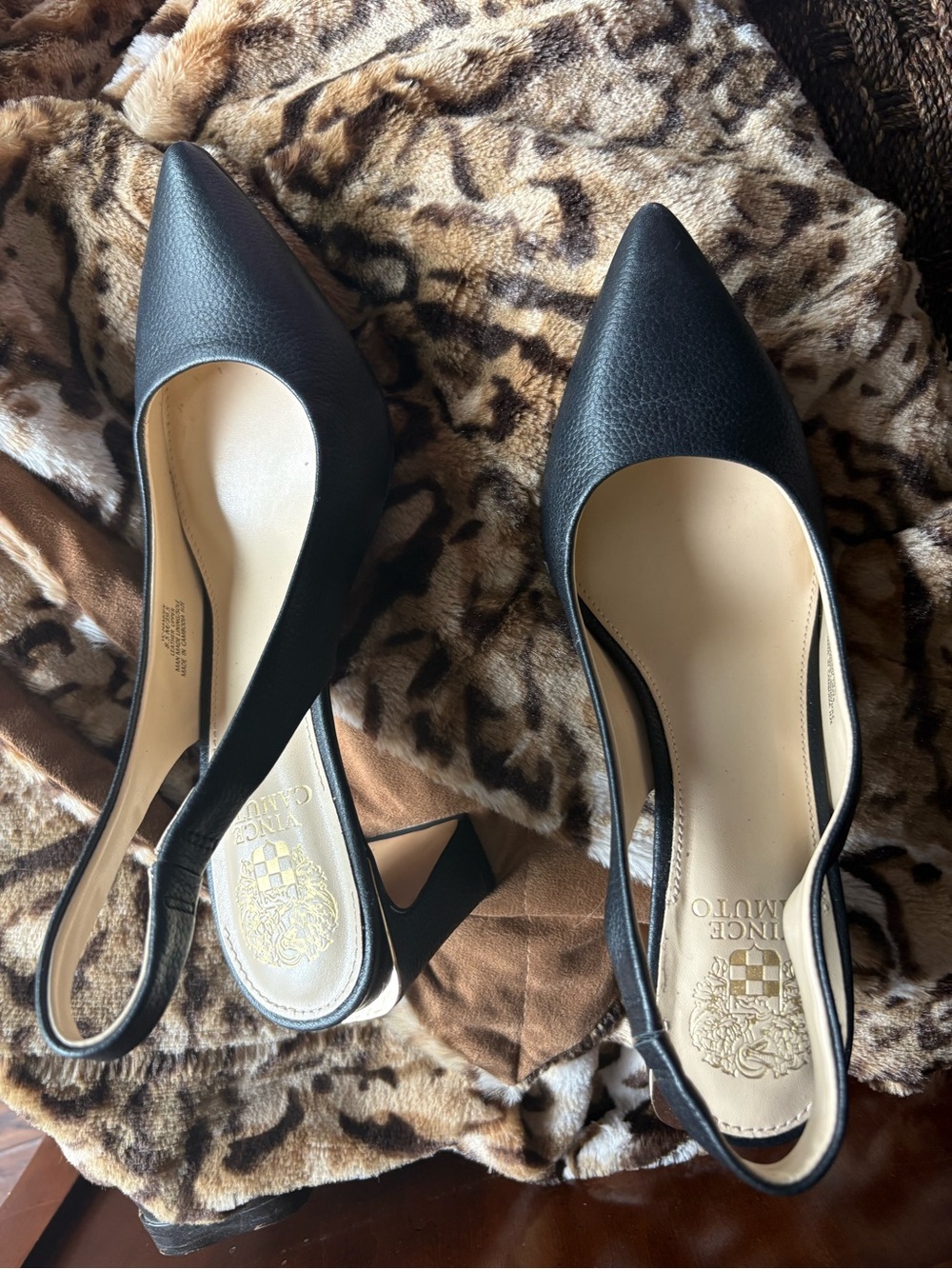 Vince Camuto Black Pointed Slingback Pumps